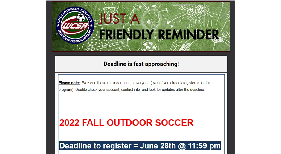 Fall Registration Deadline June 28!